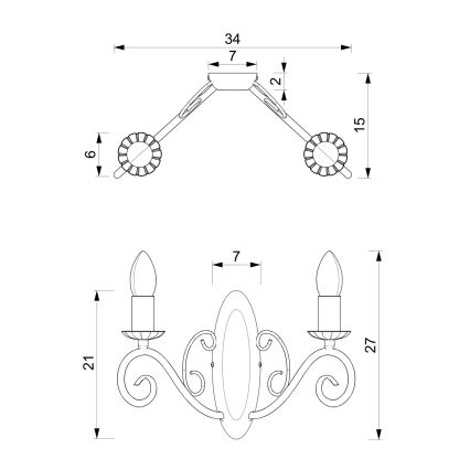 Zidno svetlo MAURO 2xE14/60W/230V