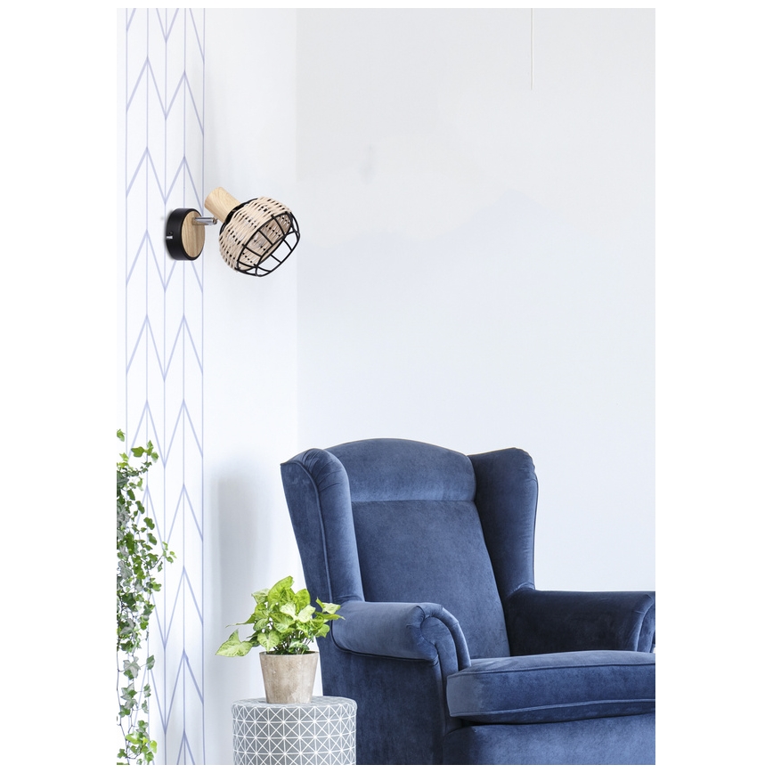 Zidno usmereno svetlo TAJGA 1xE14/40W/230V ratan/crna