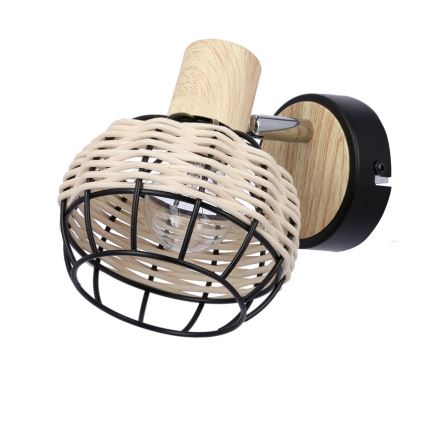 Zidno usmereno svetlo TAJGA 1xE14/40W/230V ratan/crna