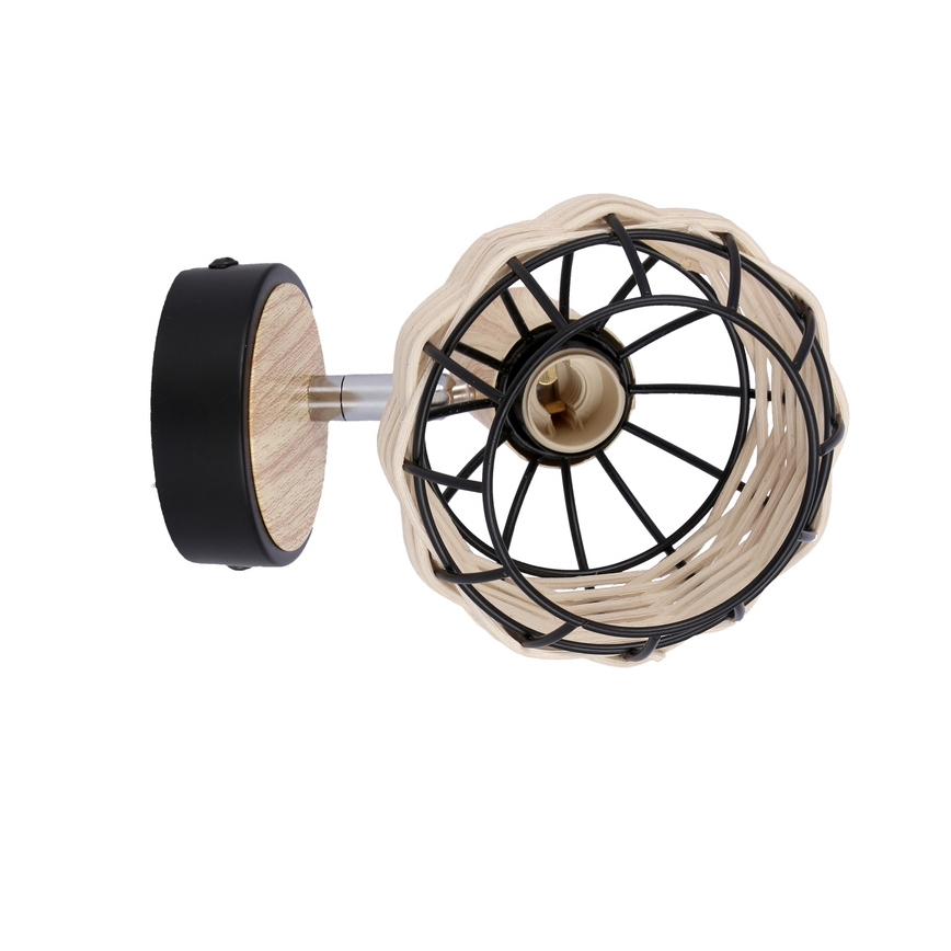 Zidno usmereno svetlo TAJGA 1xE14/40W/230V ratan/crna
