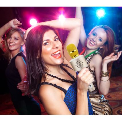 Zlatni karaoke mikrofon 6W/5V 1500 mAh Bluetooth