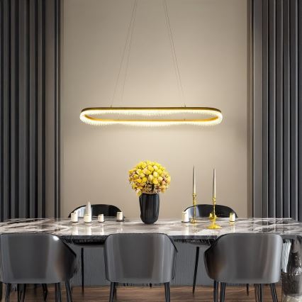 Zlatni LED luster na sajli LED/45W/230V
