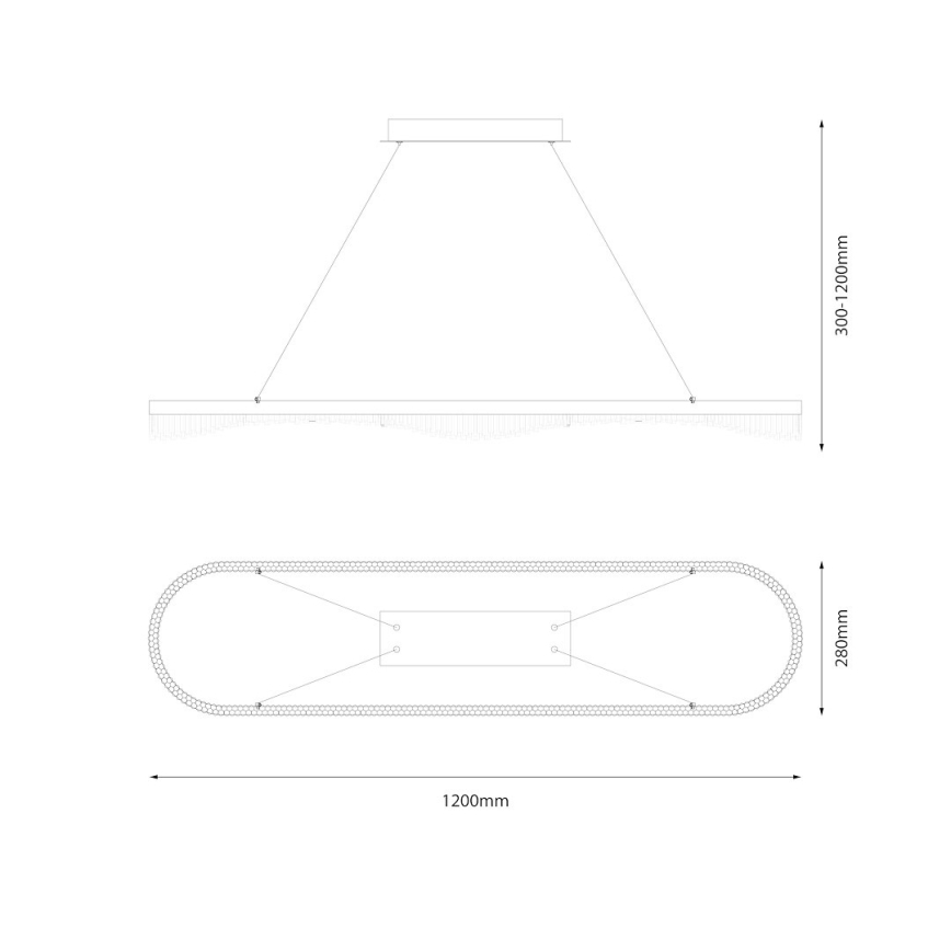 Zlatni LED luster na sajli LED/45W/230V