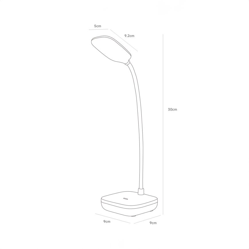 Zuma Line - punjiva stona LED lampa, 7 W, 1200 mAh, 3000/4500/6000 K, crna