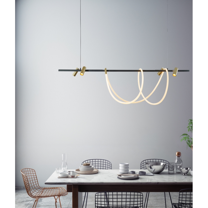 Zuma Line - LED prigušiva luster na sajli LED/60W + LED/7,5W/230V 2700-6000K crna/zlatna + daljinski upravljač