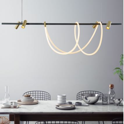 Zuma Line - LED prigušiva luster na sajli LED/60W + LED/7,5W/230V 2700-6000K crna/zlatna + daljinski upravljač