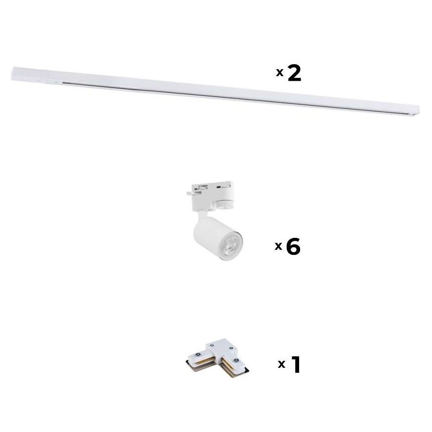 Zuma Line - Reflektor za šinski sistem 6xGU10/10W/230V, beli + pribor za šine