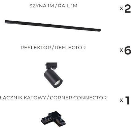 Zuma Line - Reflektor za šinski sistem 6x GU10/35W/230V, crni