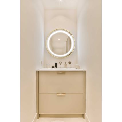 Zuma Line - LED zidno ogledalo za kupatilo sa pozadinskim LED osvetljenjem, 24W/230V, 3000/4000/6000K, prečnik 60 cm, IP44, zlatna