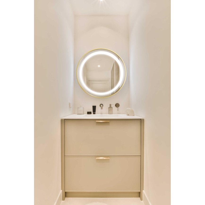 Zuma Line - LED zidno ogledalo za kupatilo sa pozadinskim LED osvetljenjem, 24W/230V, 3000/4000/6000K, prečnik 60 cm, IP44, zlatna