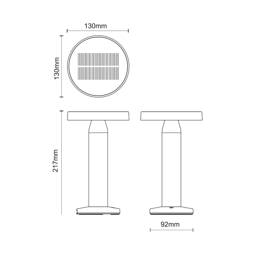 Zuma Line - LED prigušiva solarna punjiva stona lampa LED/2W/2000 mAh IP44 crna