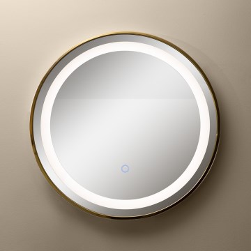 Zuma Line - LED zidno ogledalo za kupatilo sa pozadinskim LED osvetljenjem, 24W/230V, 3000/4000/6000K, prečnik 60 cm, IP44, zlatna