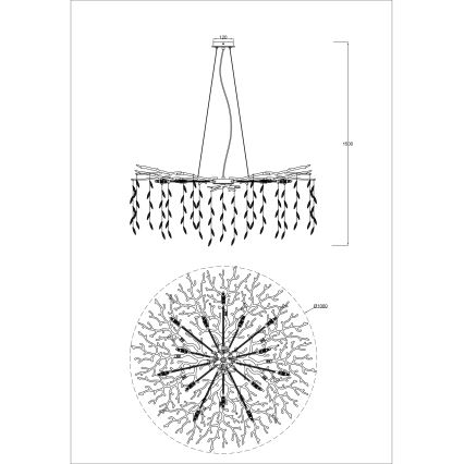 Zuma Line - Luster na sajli 14xG9/3,5W/230V preč. 100 cm zlatni