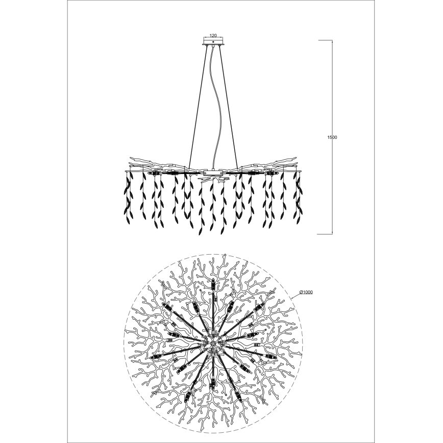 Zuma Line - Luster na sajli 14xG9/3,5W/230V preč. 100 cm zlatni