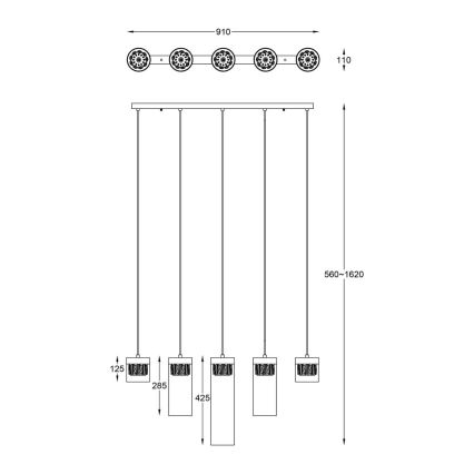 Zuma Line - Kristalni luster na sajli 5xG9/28W/230V