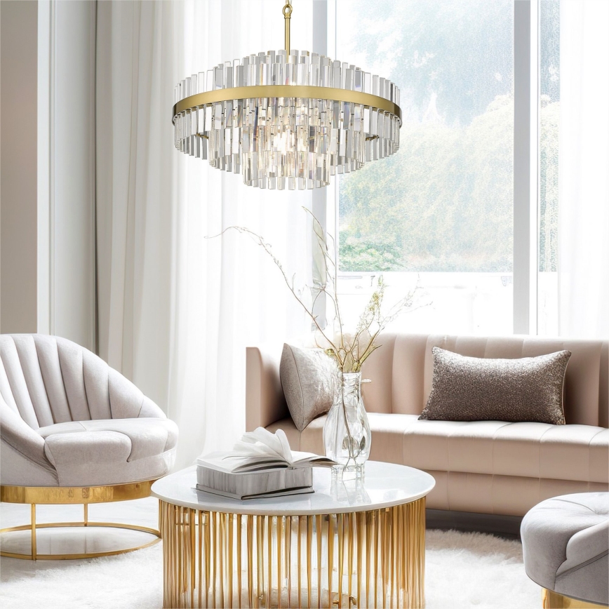 Zuma Line - Luster na lancu 12x G9/28W/230V, prečnik 60 cm, zlatna