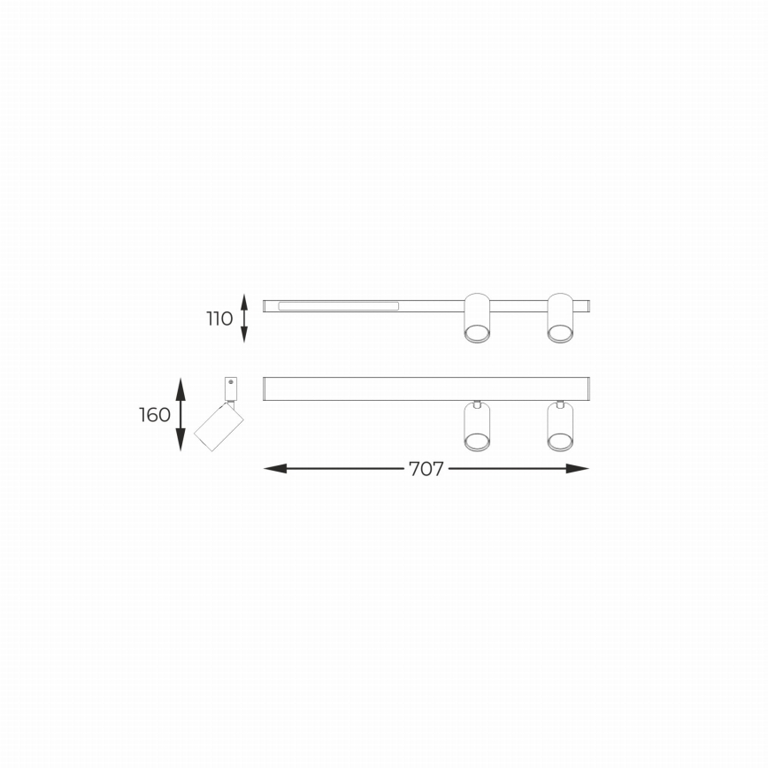 Zuma Line - LED zidno spot svetlo 2xGU10/5W/230V + ugrađena LED/8W crna