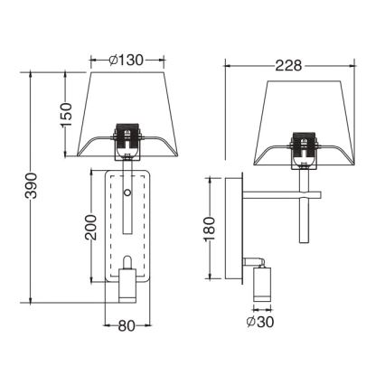 Zuma Line - LED Zidna lampa 1xE27/40W/230V + LED/2,5W crna/bela
