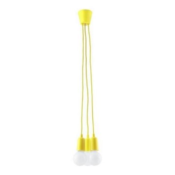 Žuti luster na sajli DIEGO 3xE27/60W/230V